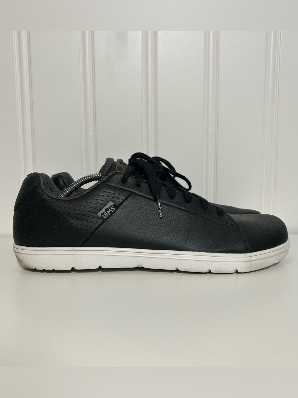 Lems Kourt Men’s Black Lace-Up Casual Sneakers leather